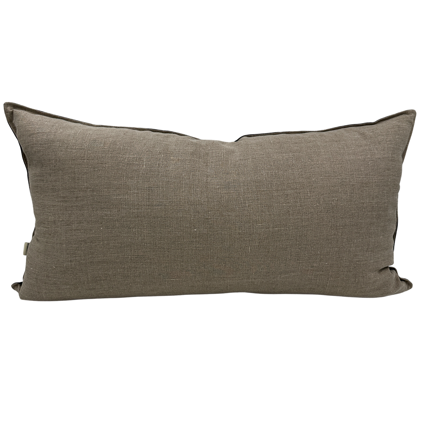 Back view of Aspen winter pillow — natural linen fabric.