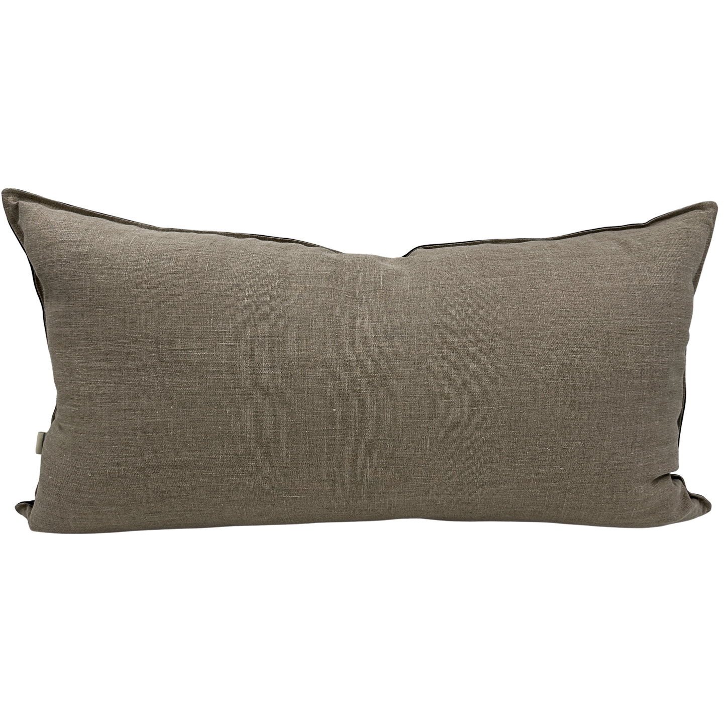 Back view of Alta Bloom pillow — natural linen fabric