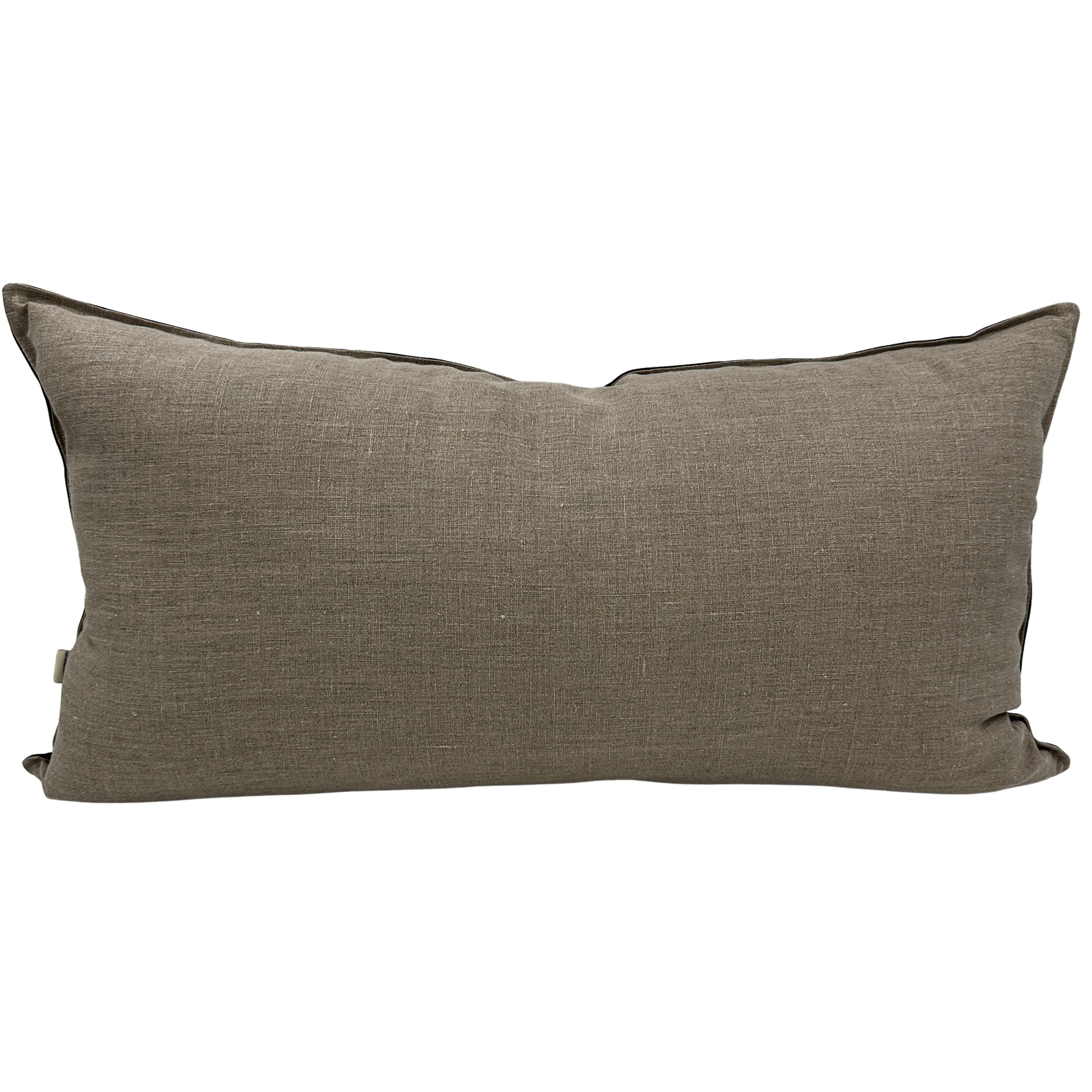 Back view of Alta Bloom pillow — natural linen fabric