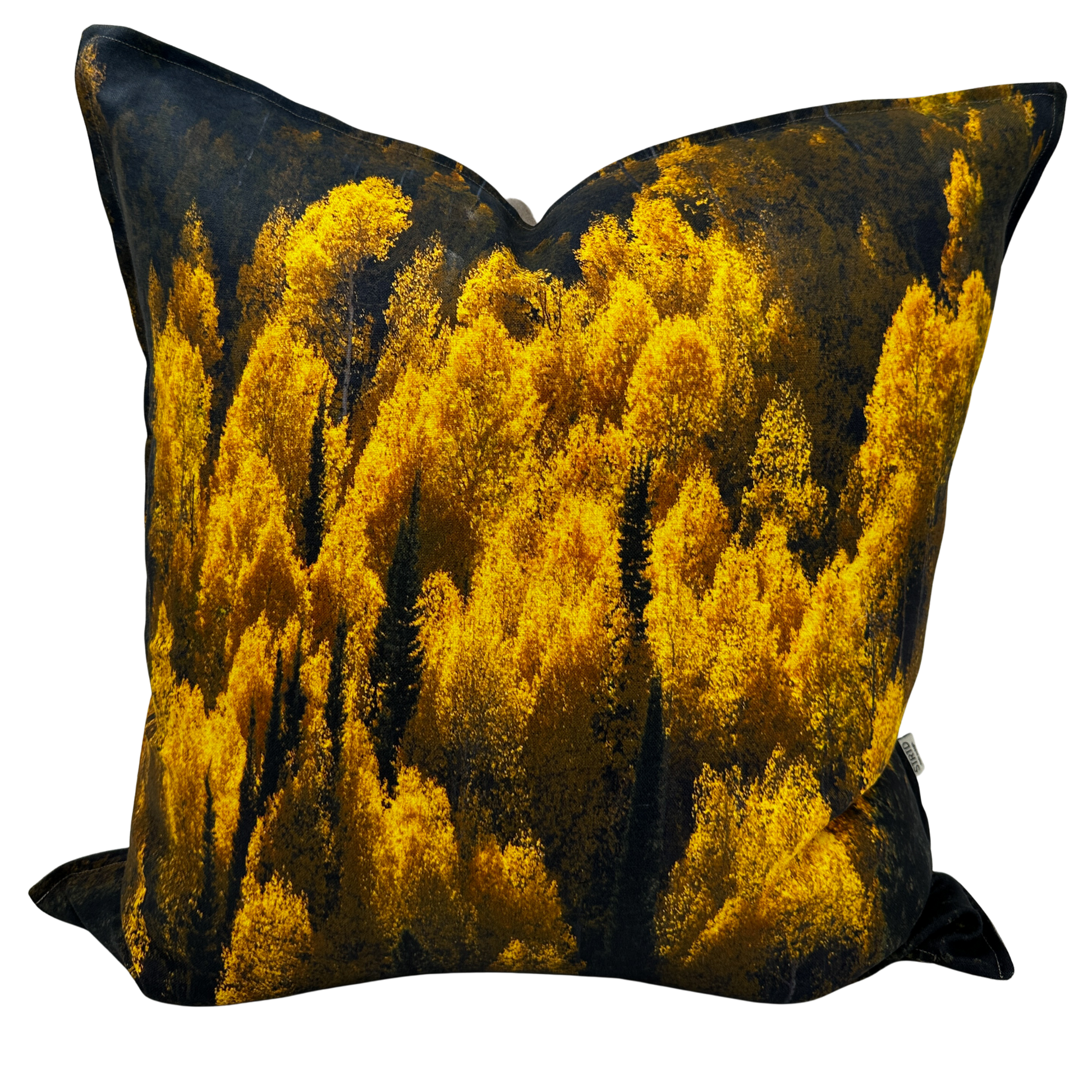 Aspen Grove golden Utah aspen trees printed on natural linen.