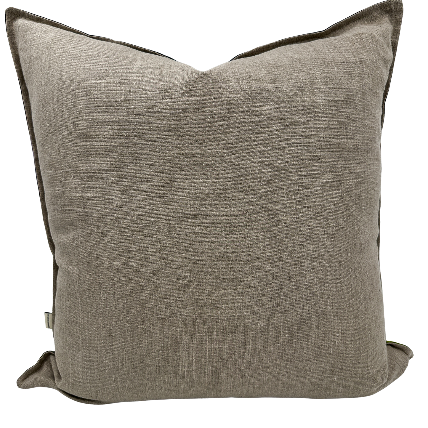 Back view of Prince’s Plume pillow — natural linen fabric