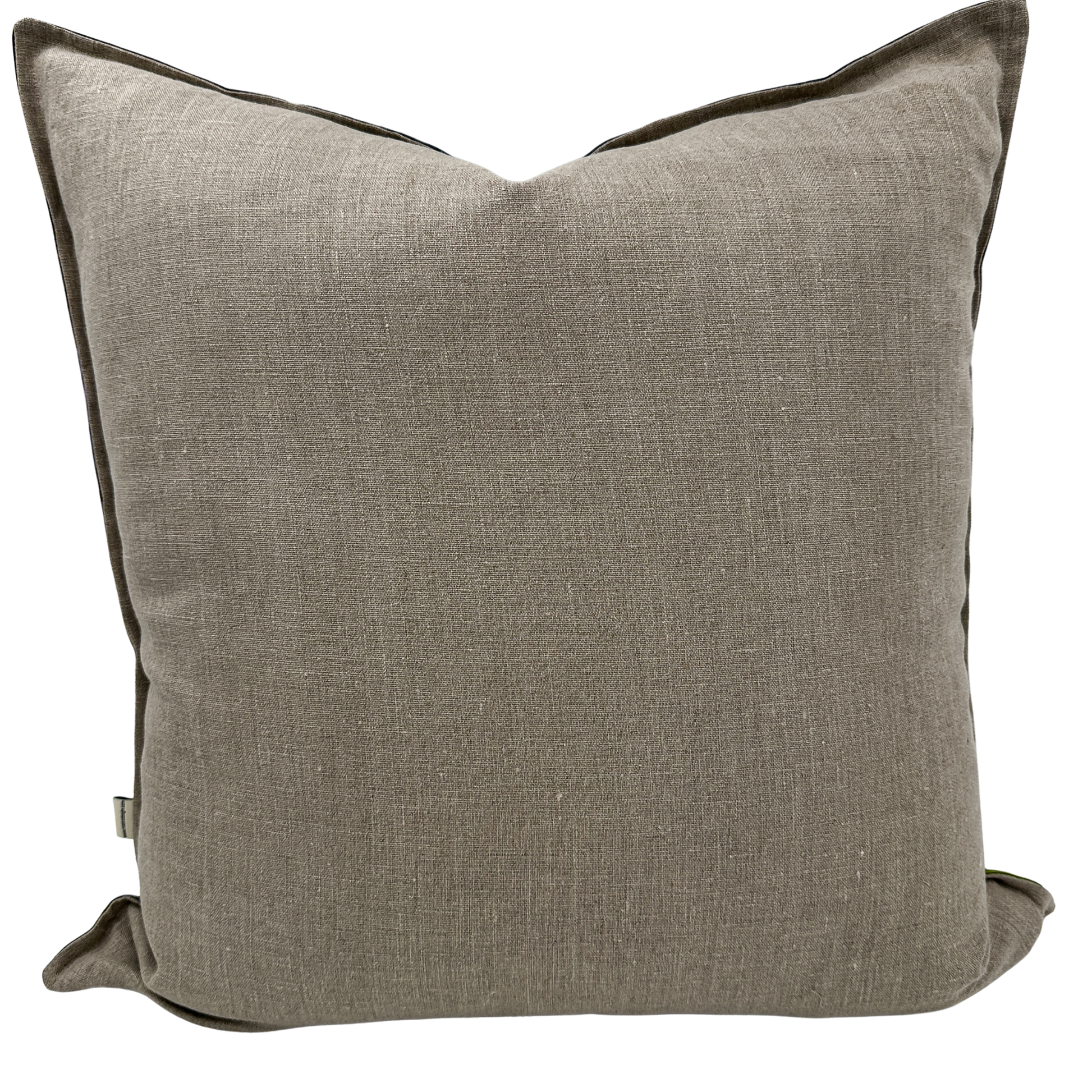 Back view of Prince’s Plume pillow — natural linen fabric
