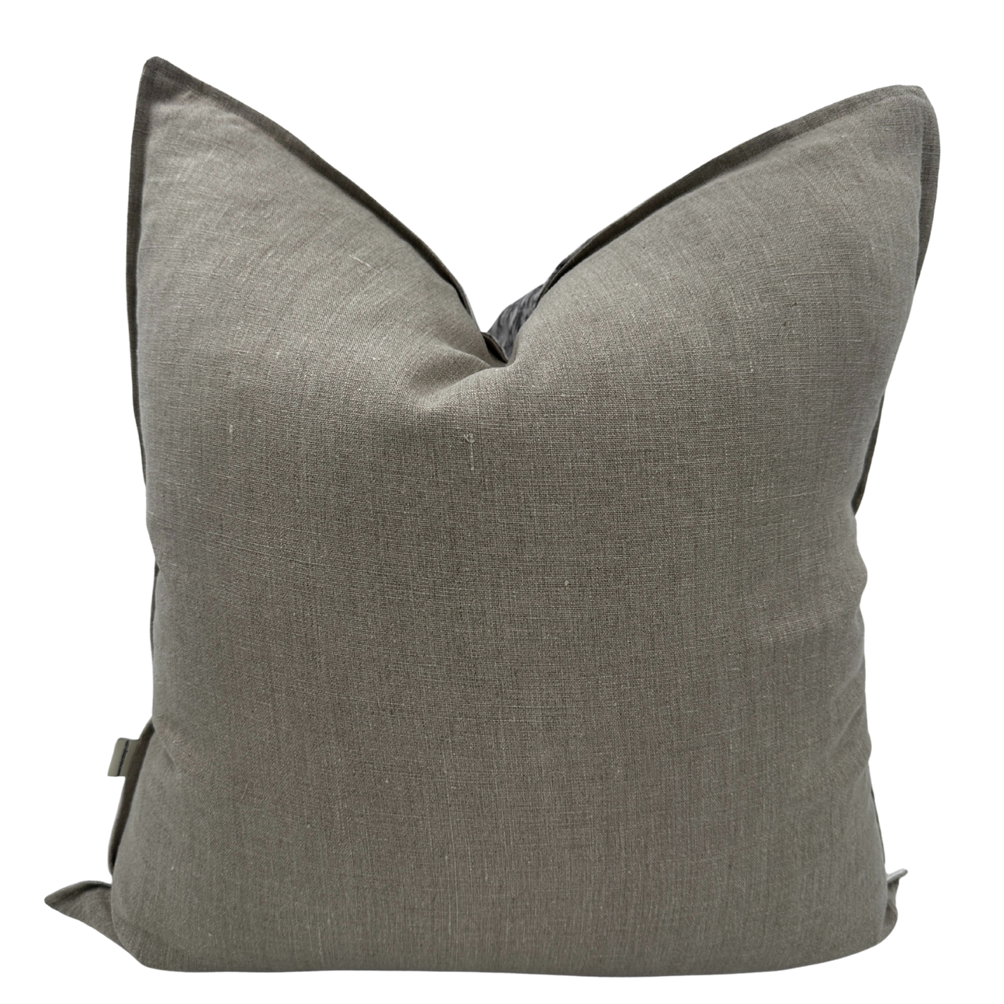 Bison Pillow Back view — 100% natural linen texture — plain linen back”
