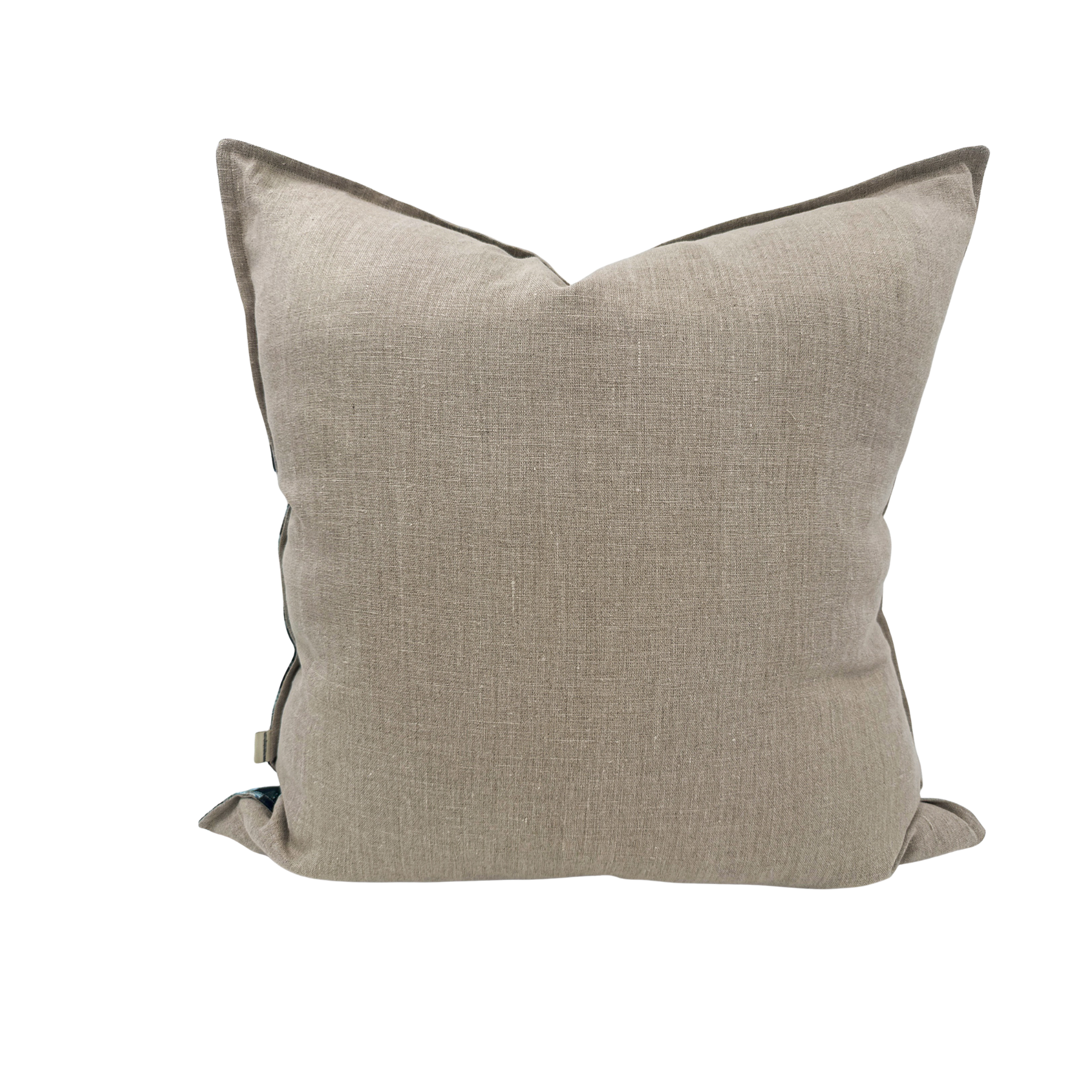 Back view of Blue Spruce pillow — solid natural linen texture