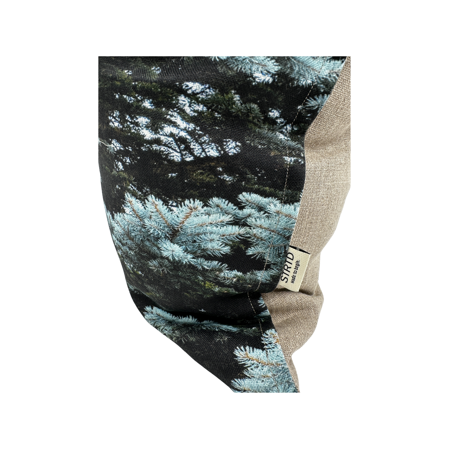 Showing texture of front linen and back linen with STRTD label 